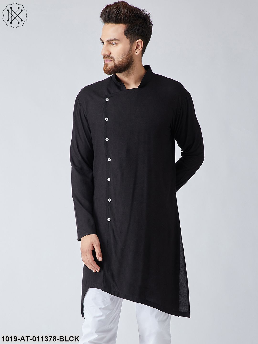Men's Rayon Black Only Long Kurta