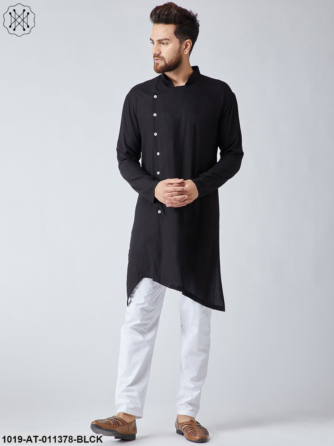 Men's Rayon Black Only Long Kurta
