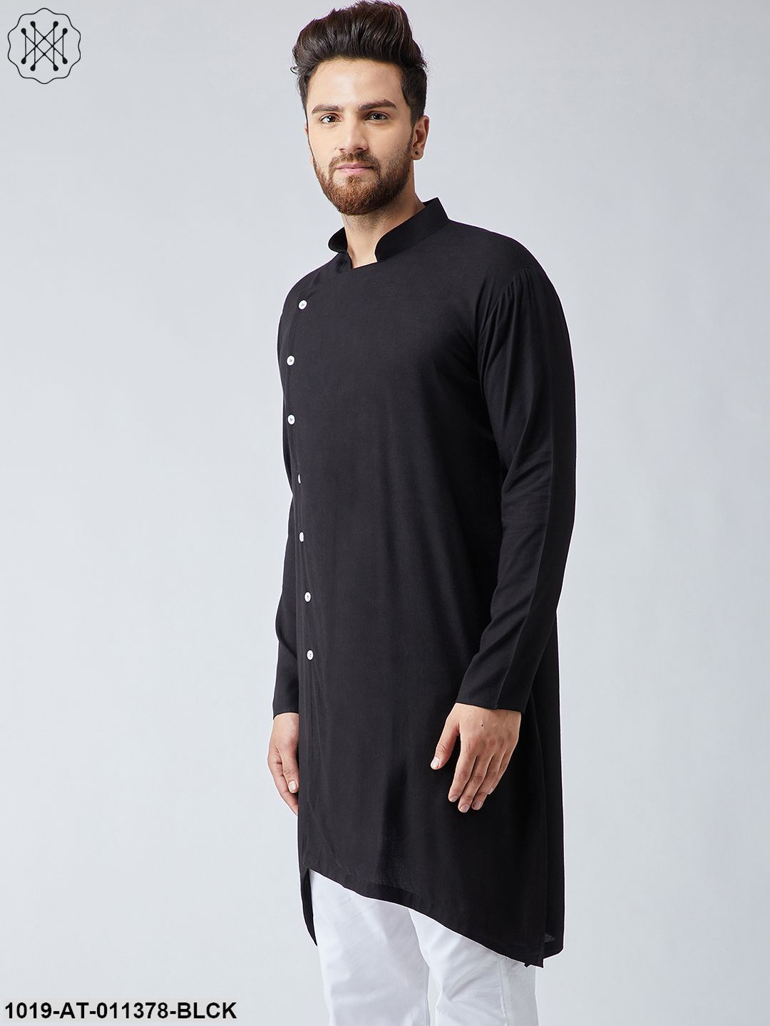 Men's Rayon Black Only Long Kurta