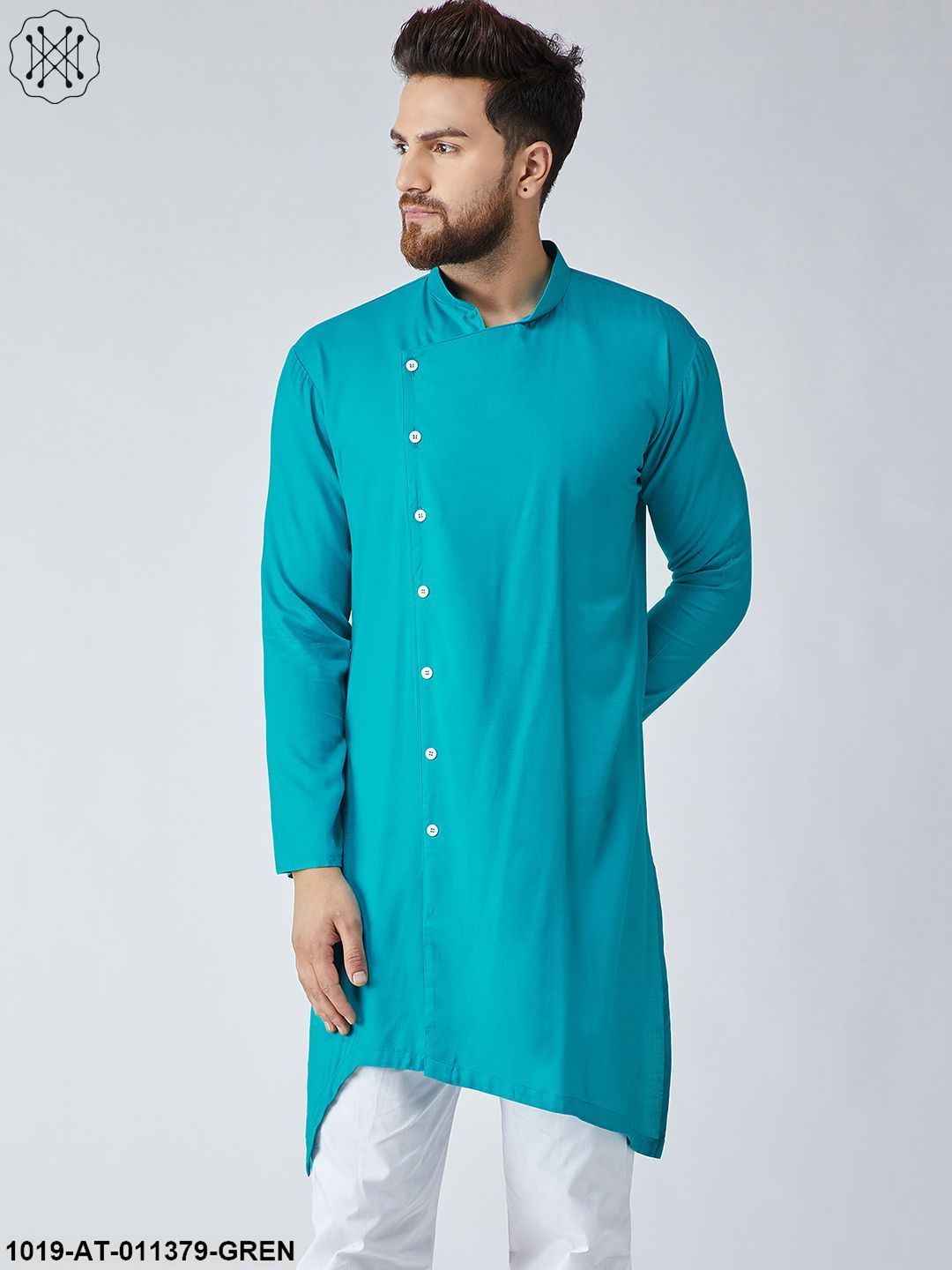 Men's Rayon Sea Green Only Long Kurta