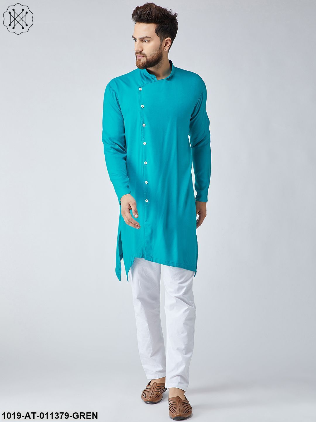 Men's Rayon Sea Green Only Long Kurta