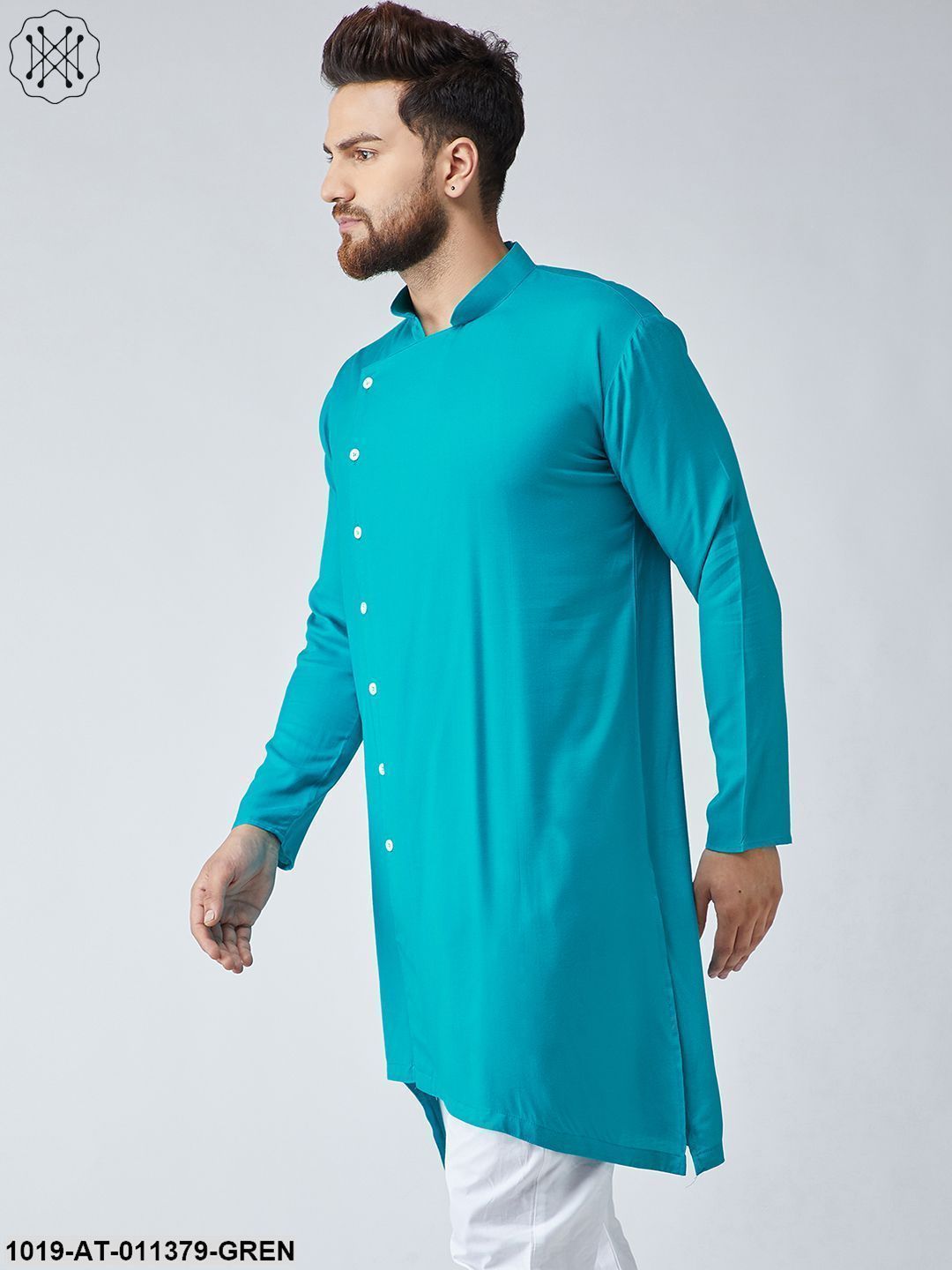 Men's Rayon Sea Green Only Long Kurta