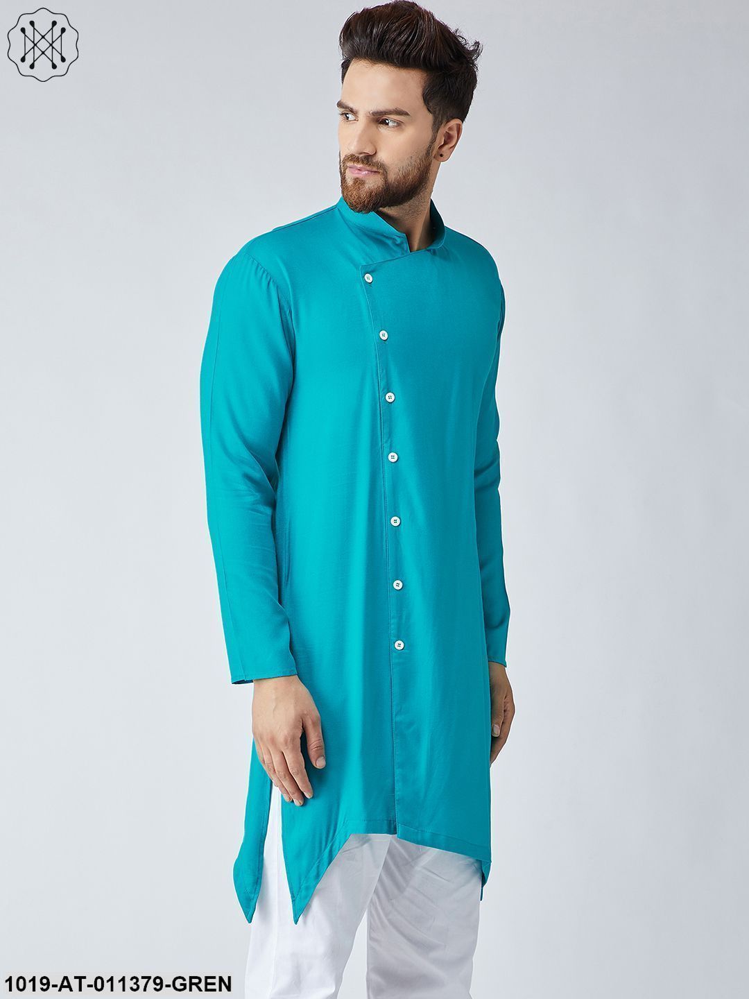 Men's Rayon Sea Green Only Long Kurta