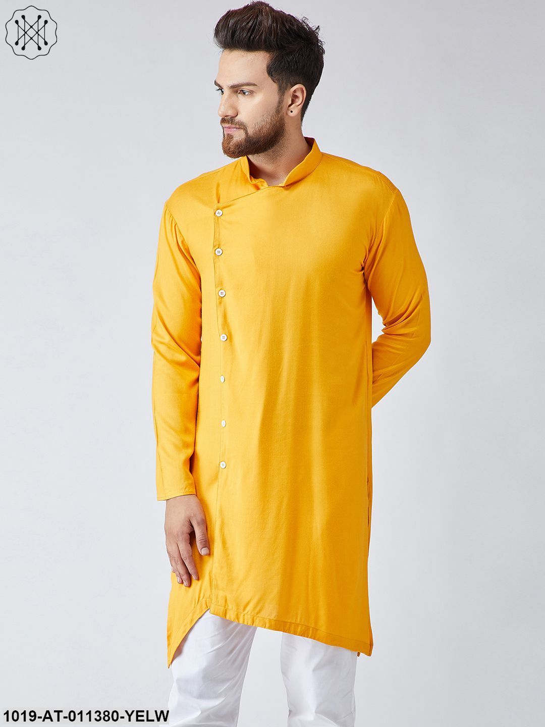 Men's Rayon Dark Yellow Only Long Kurta