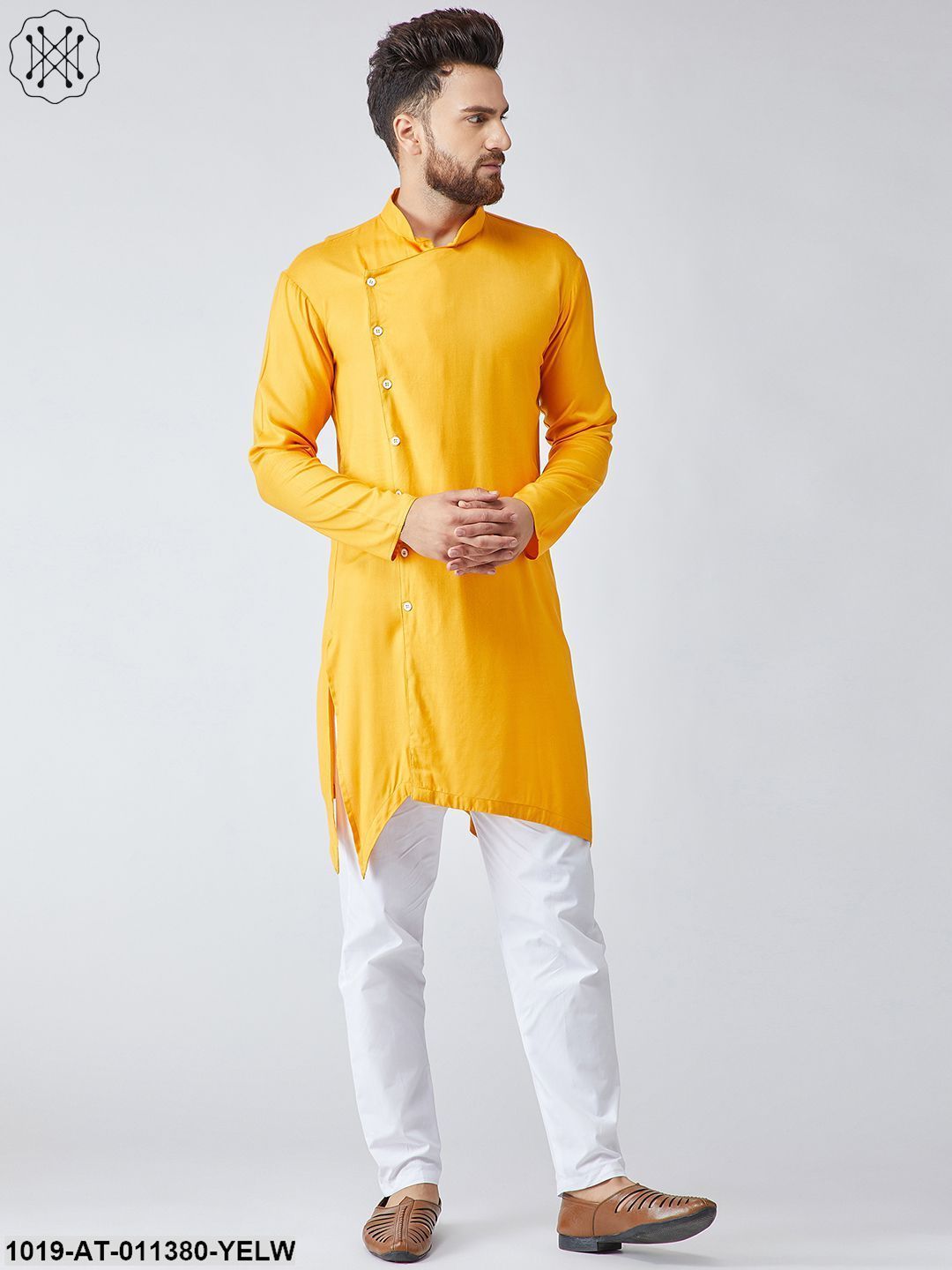 Men's Rayon Dark Yellow Only Long Kurta