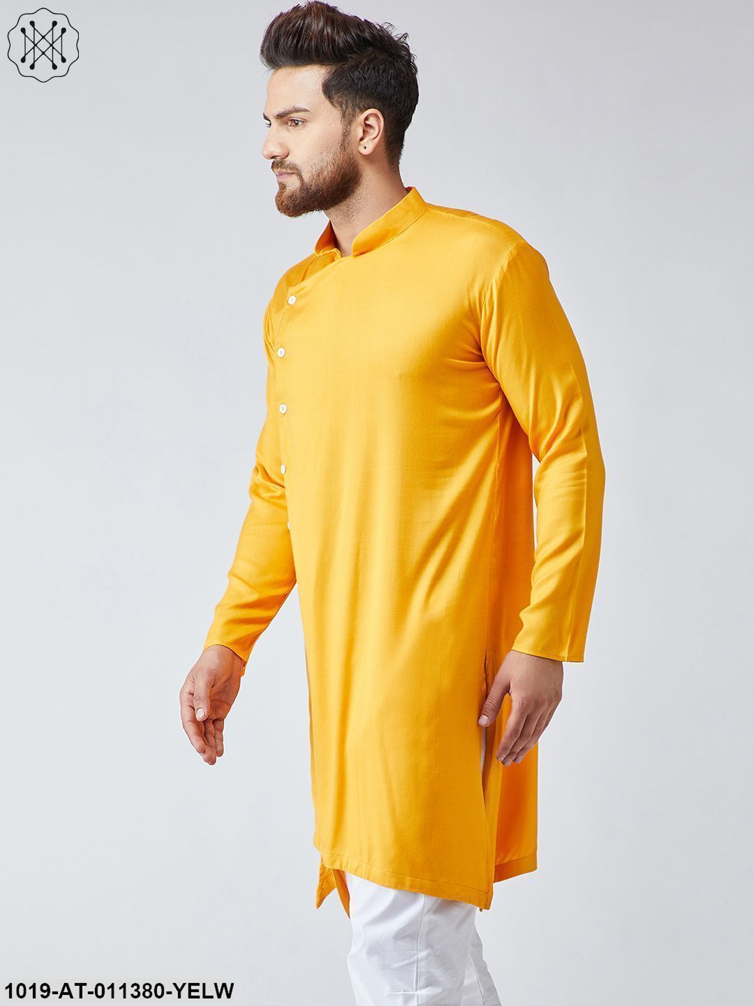 Men's Rayon Dark Yellow Only Long Kurta