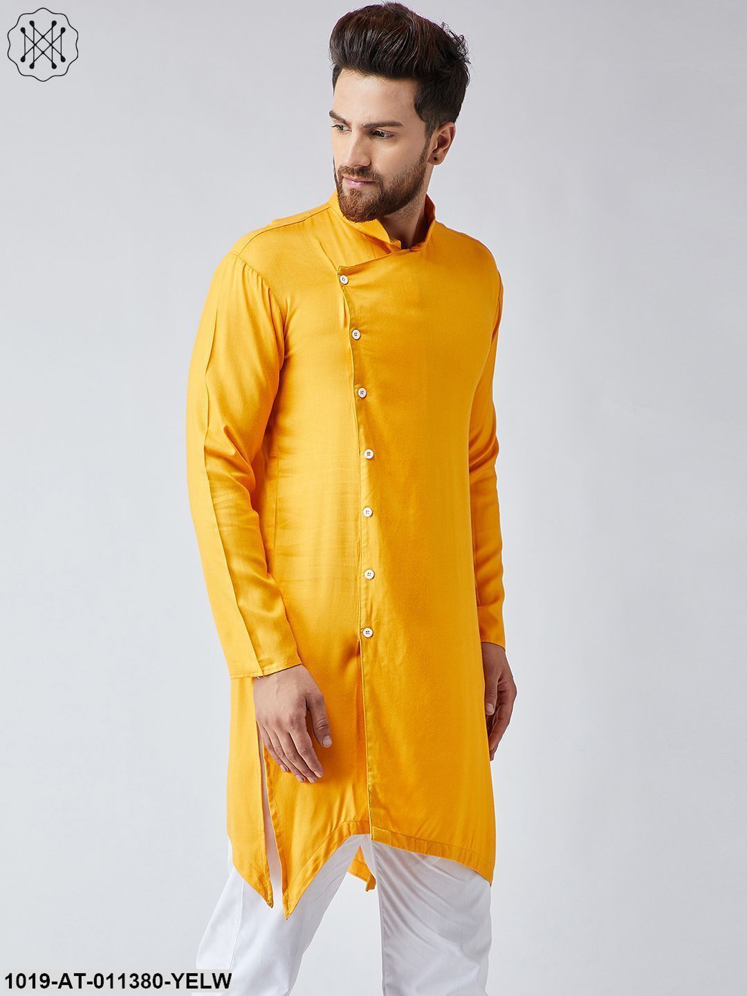 Men's Rayon Dark Yellow Only Long Kurta