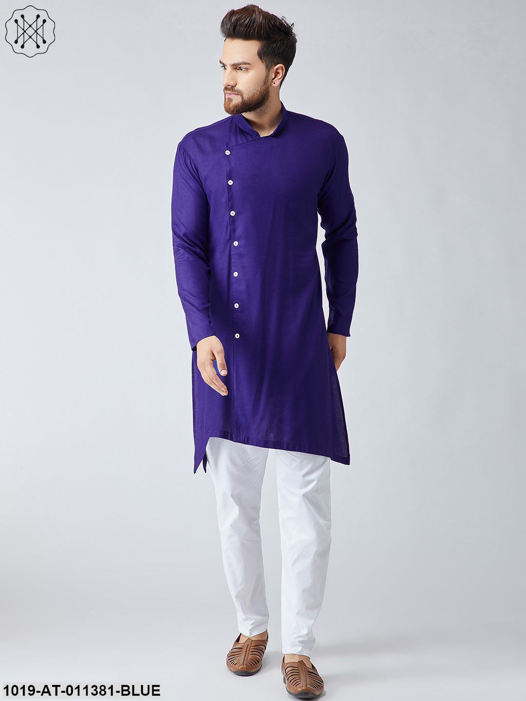 Men's Rayon Navy Blue Only Long Kurta