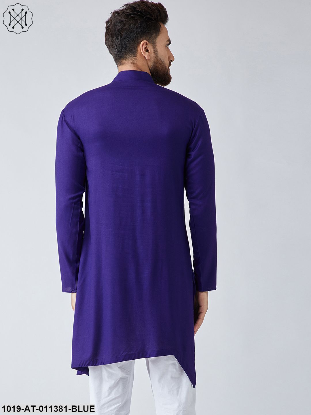 Men's Rayon Navy Blue Only Long Kurta