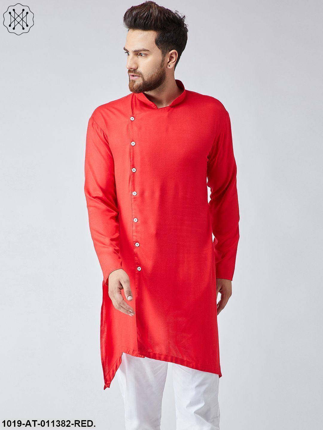 Men's Rayon Red Only Long Kurta
