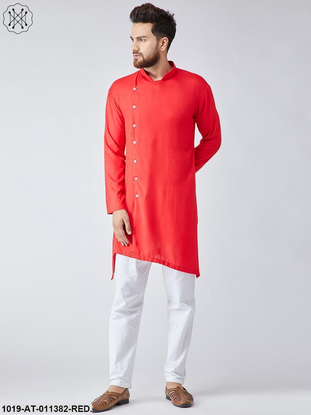 Men's Rayon Red Only Long Kurta