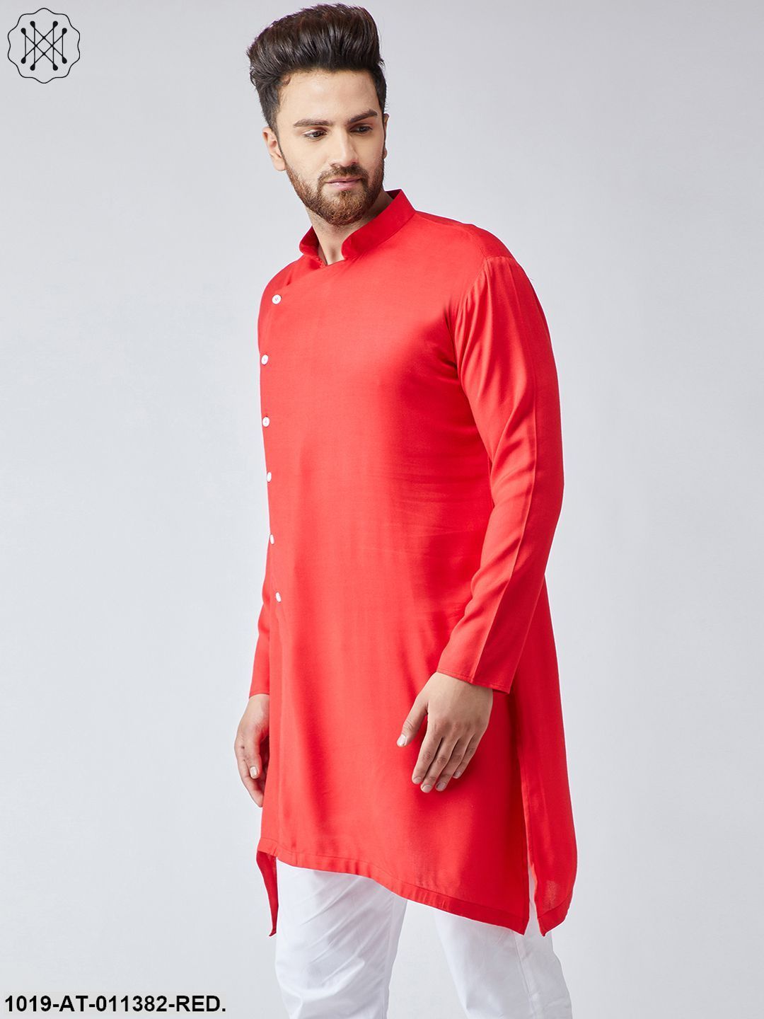 Men's Rayon Red Only Long Kurta