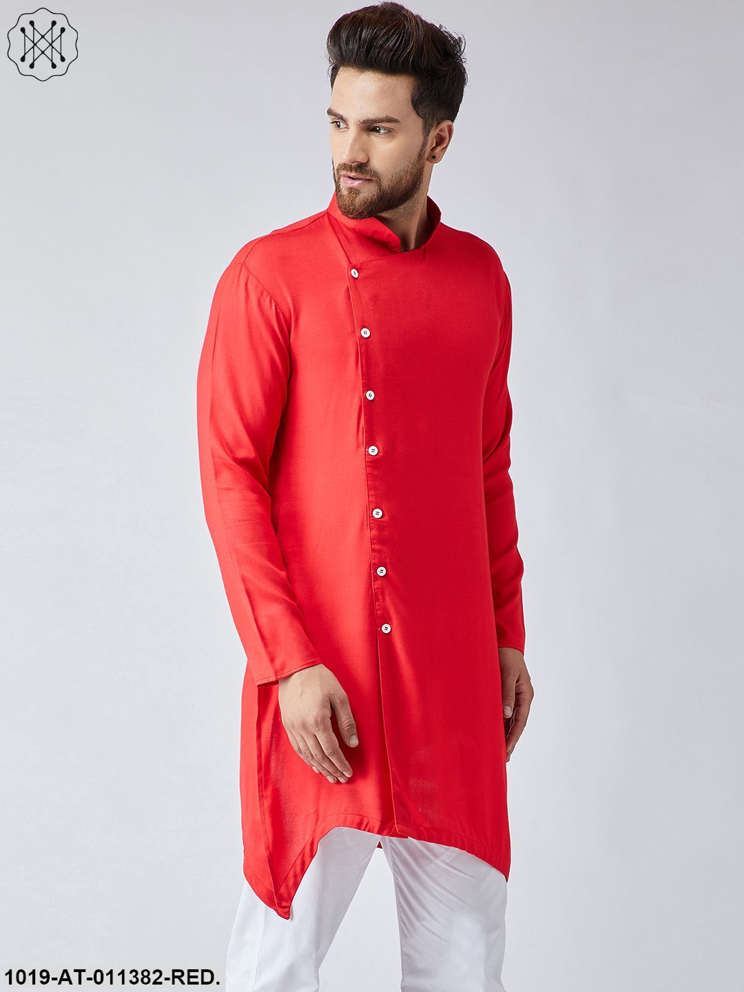 Men's Rayon Red Only Long Kurta