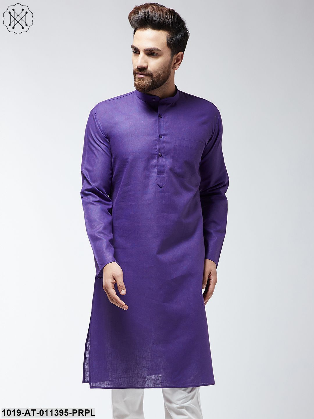 Men's Cotton Blend Purple Only Long Kurta