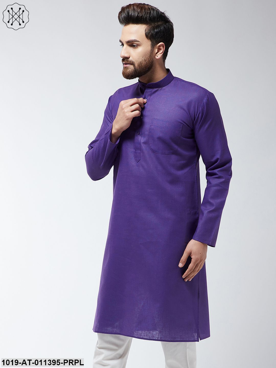 Men's Cotton Blend Purple Only Long Kurta