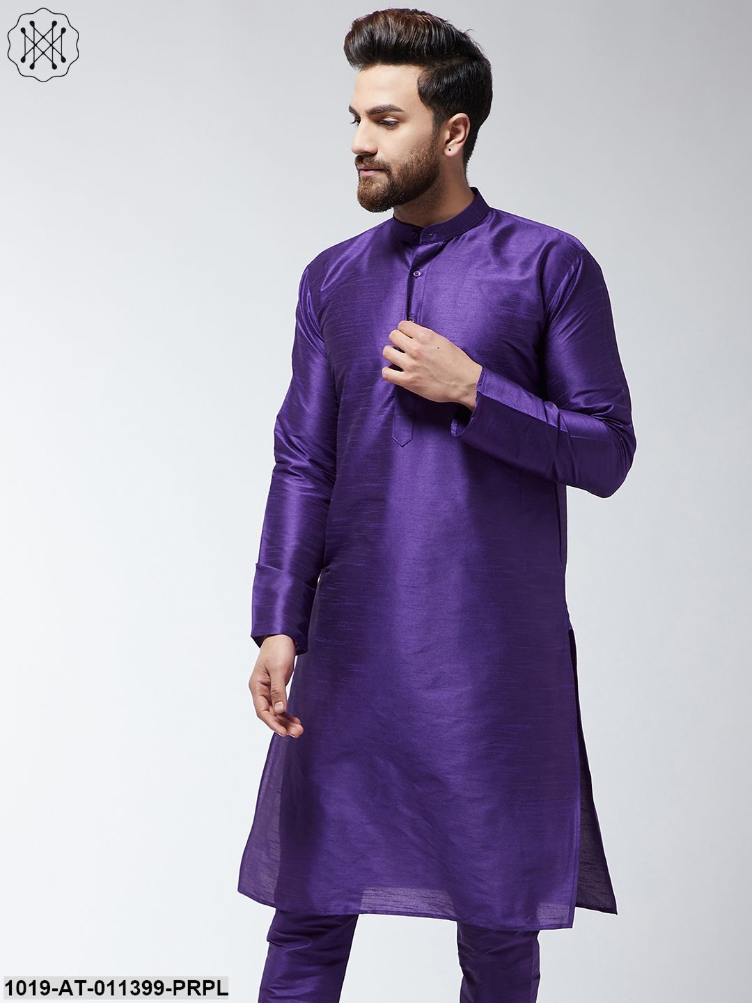 Men's Silk Blend Purple Only Long Kurta