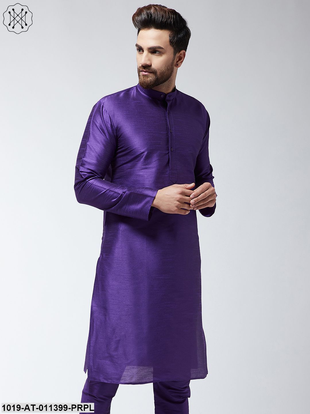 Men's Silk Blend Purple Only Long Kurta
