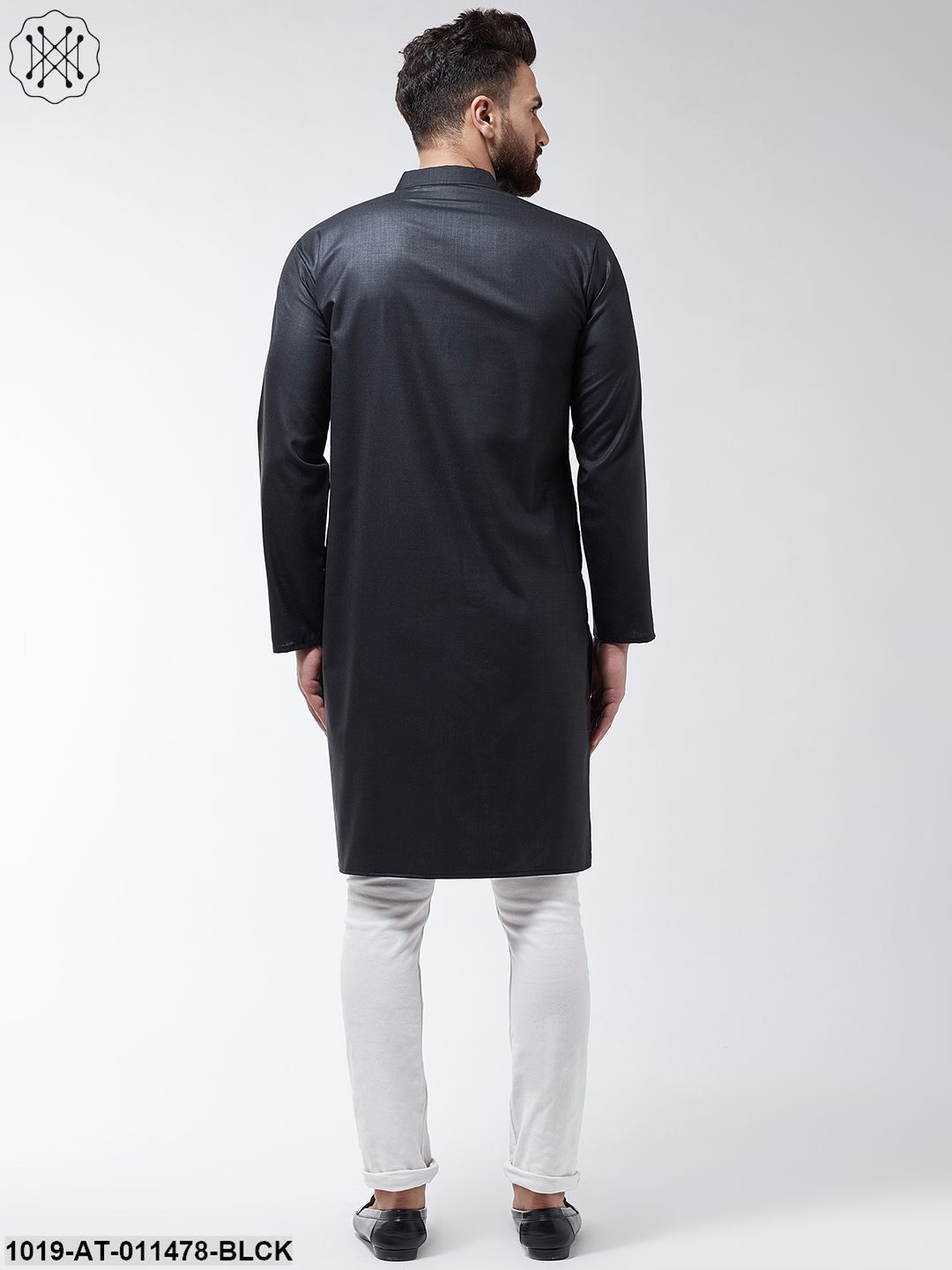 Men's Cotton Black Solid Only Long Kurta