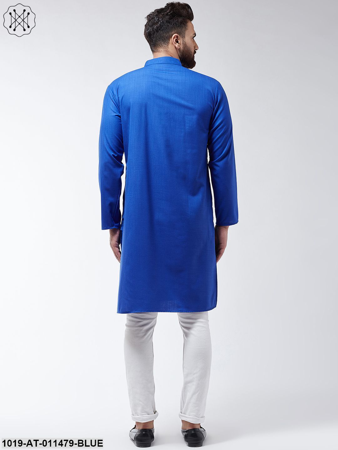 Men's Cotton Royal Blue Solid Only Long Kurta