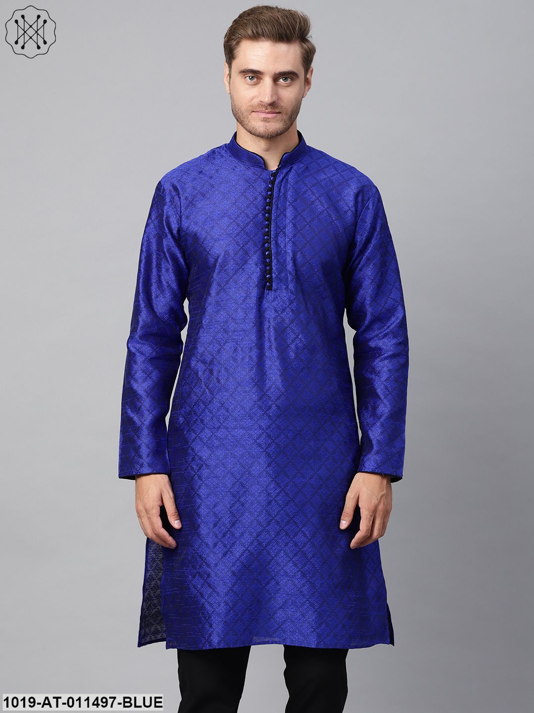 Men's Silk Blend Royal Blue Only Long Kurta