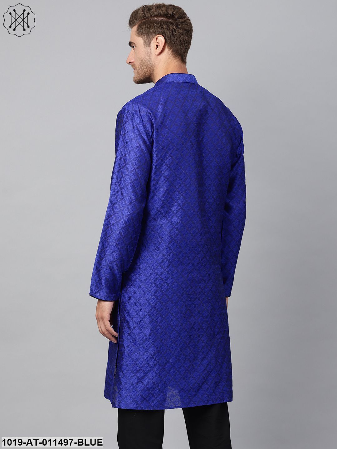 Men's Silk Blend Royal Blue Only Long Kurta