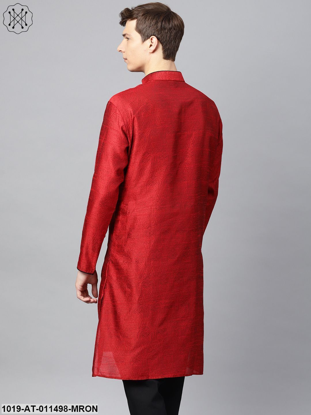 Men's Silk Blend Maroon Only Long Kurta