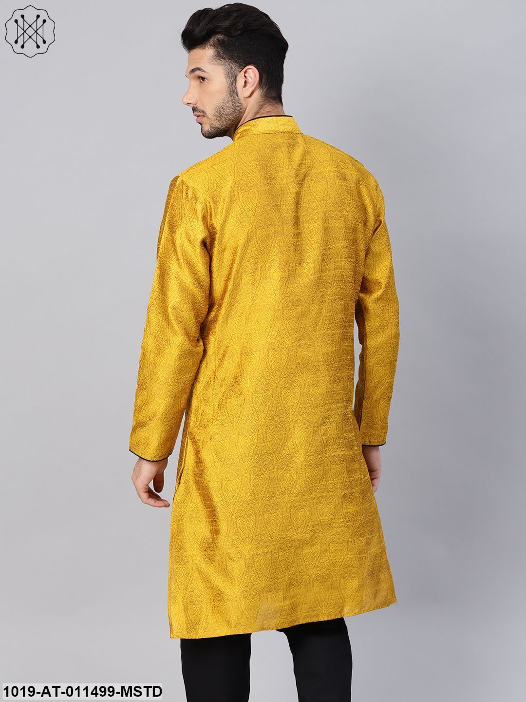 Men's Silk Blend Mustard Only Long Kurta