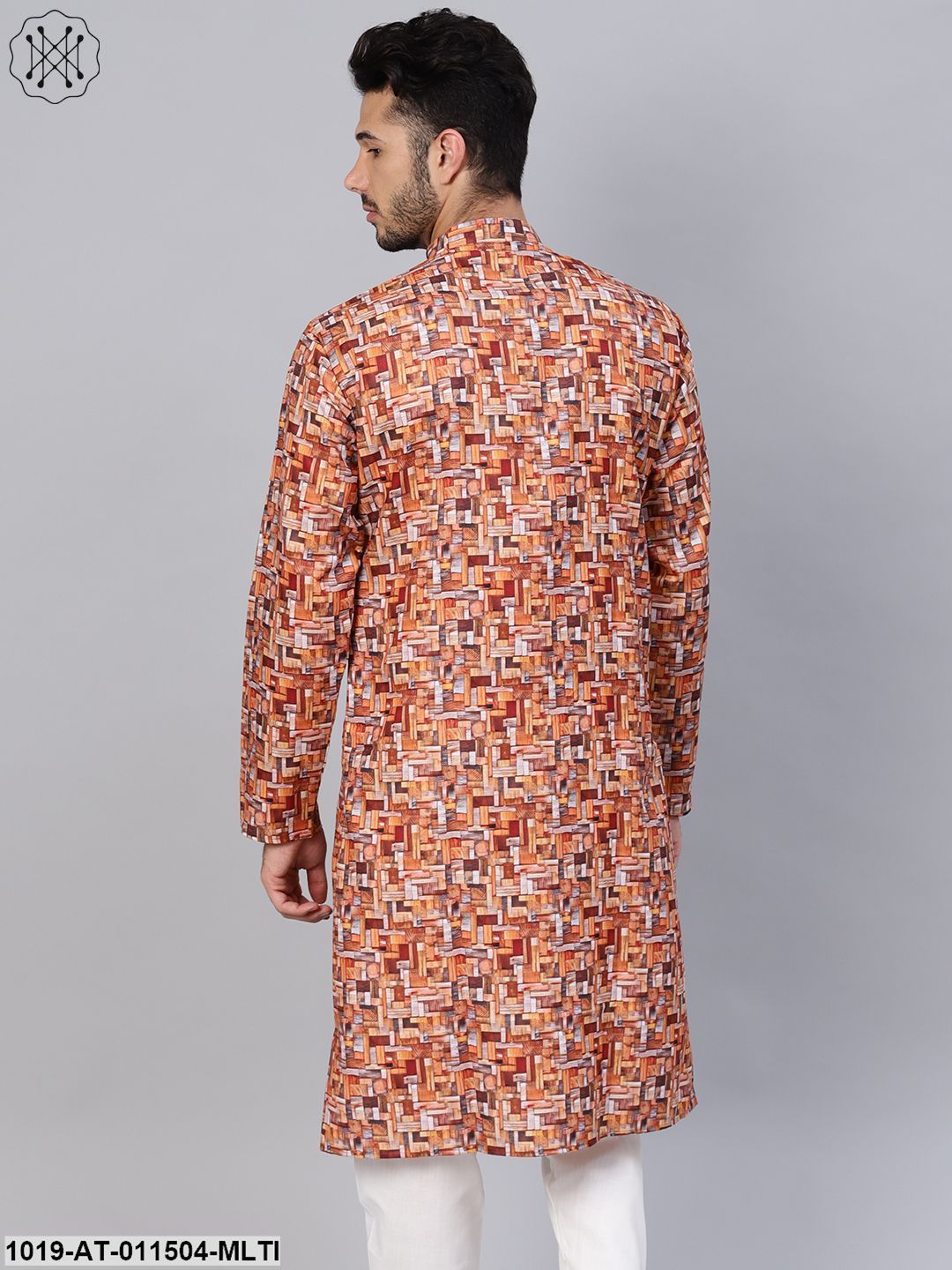 Men's Cotton Blend Multicolor Printed Only Long Kurta