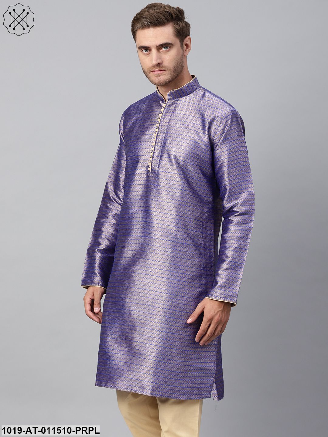 Men's Silk Blend Purple Only Long Kurta