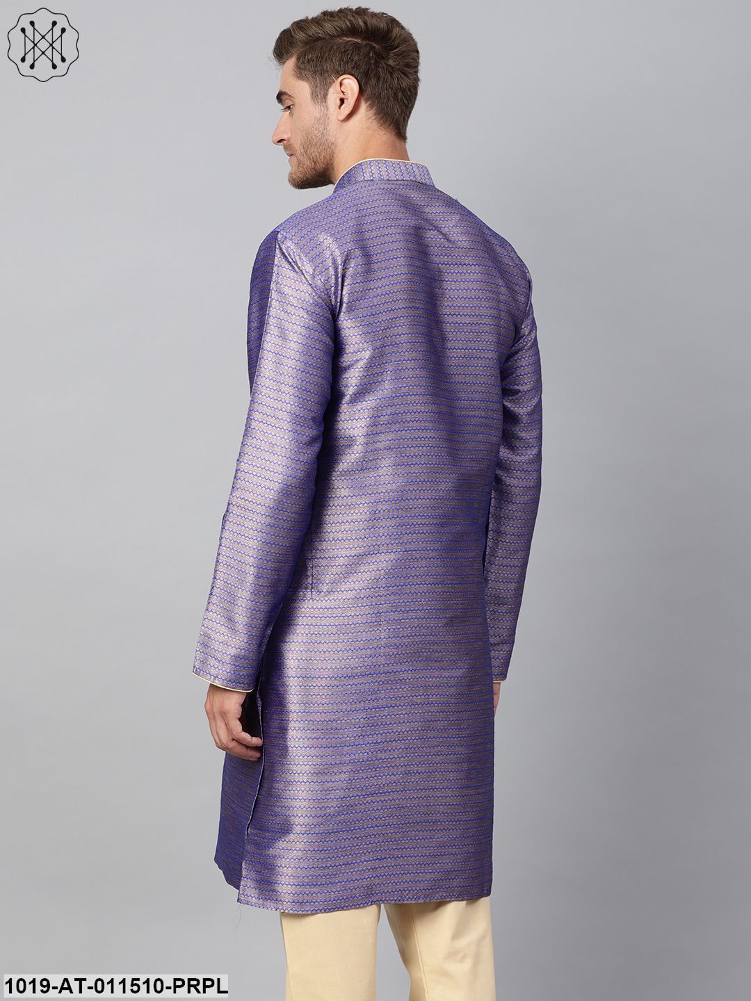Men's Silk Blend Purple Only Long Kurta