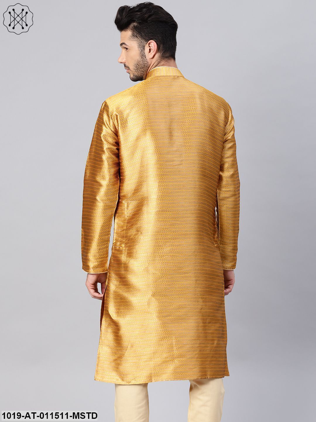 Men's Silk Blend Mustard Only Long Kurta