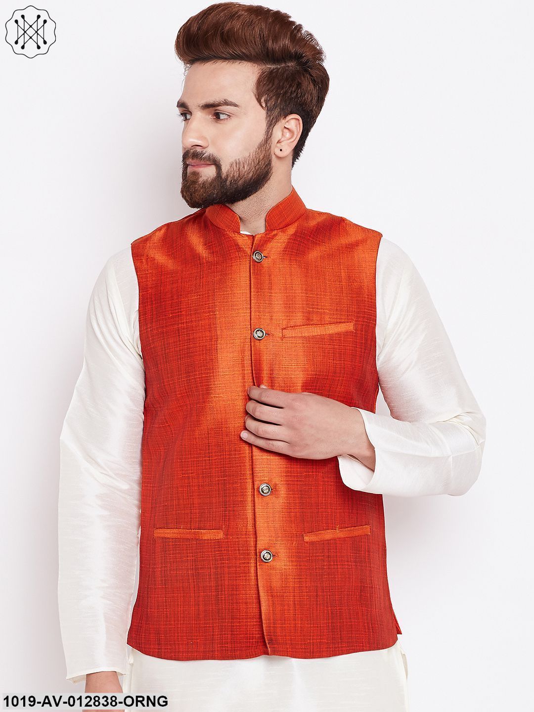 Men's Orange Nehru Jacket