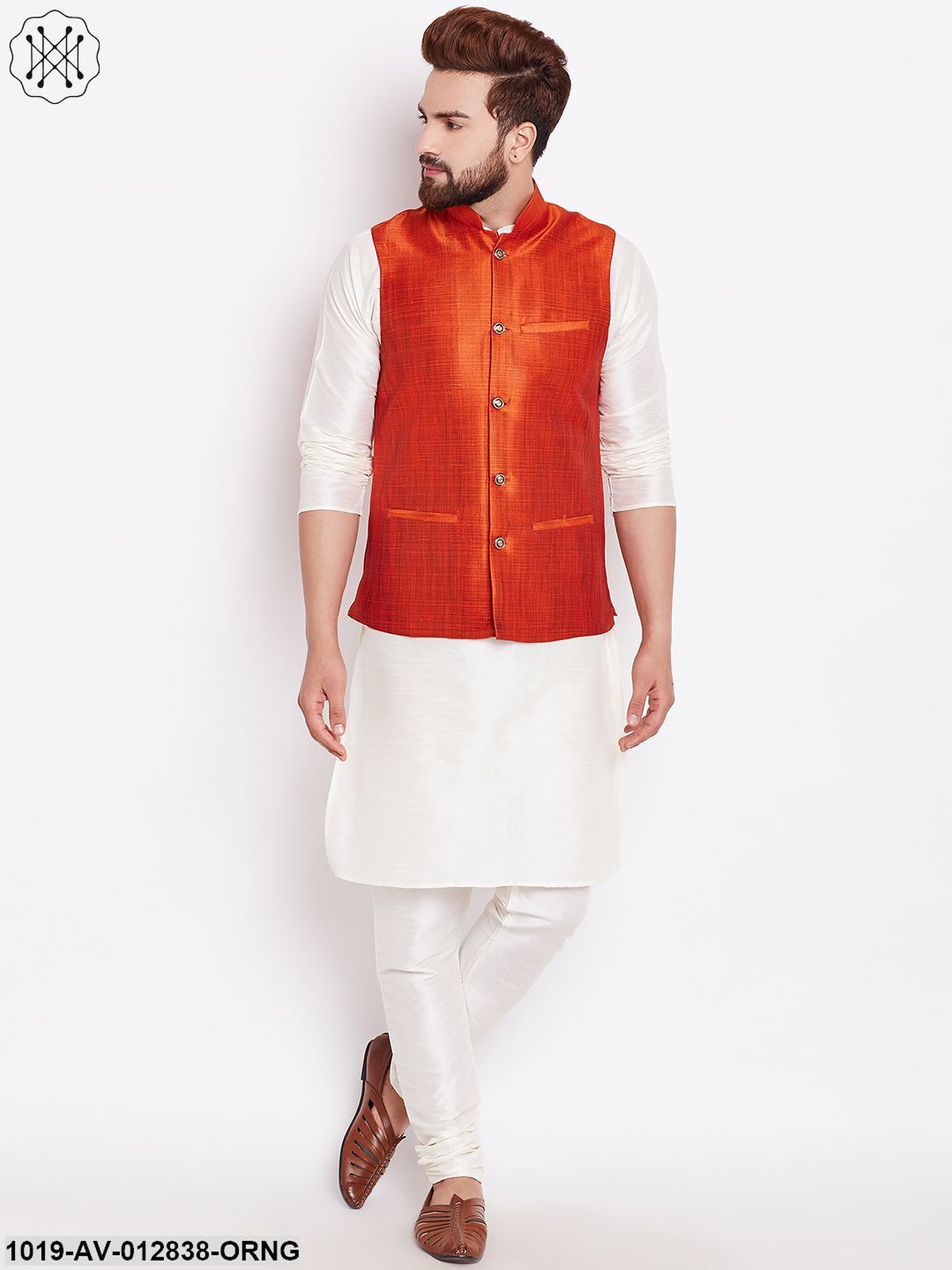 Men's Orange Nehru Jacket