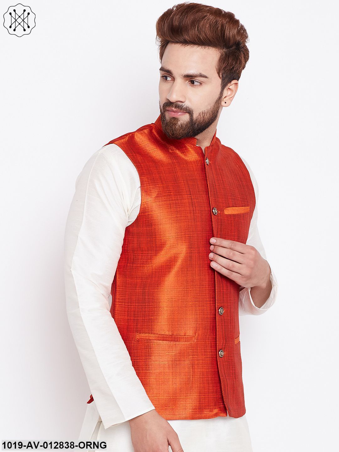 Men's Orange Nehru Jacket