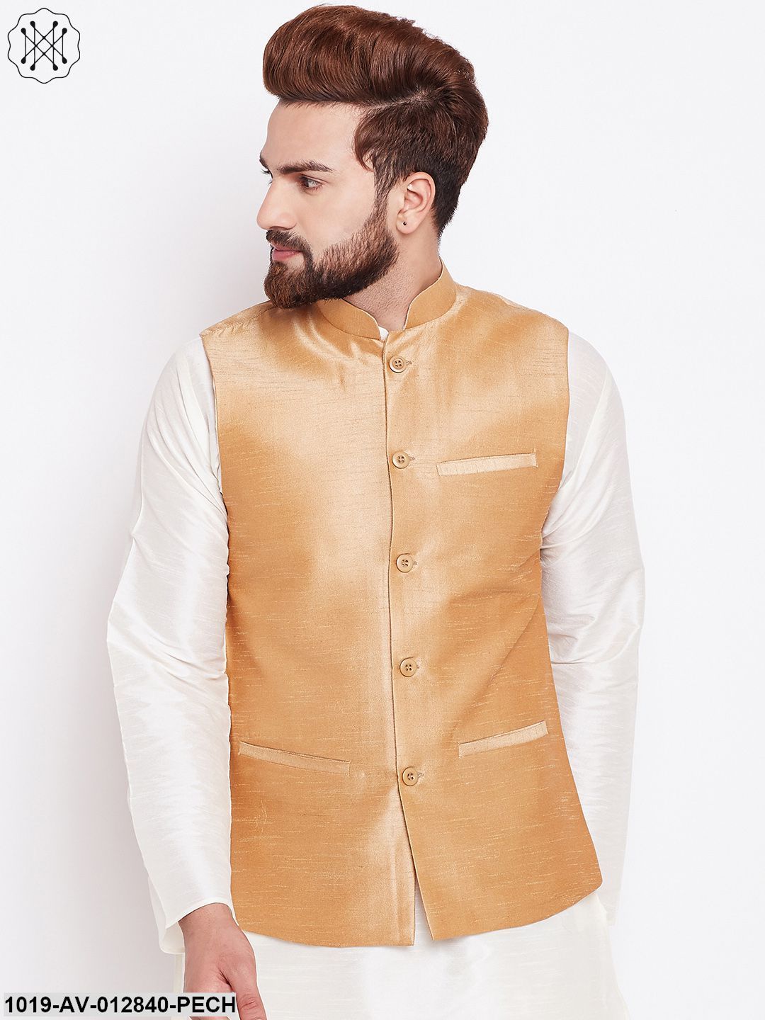 Men's Dark Peach Nehru Jacket