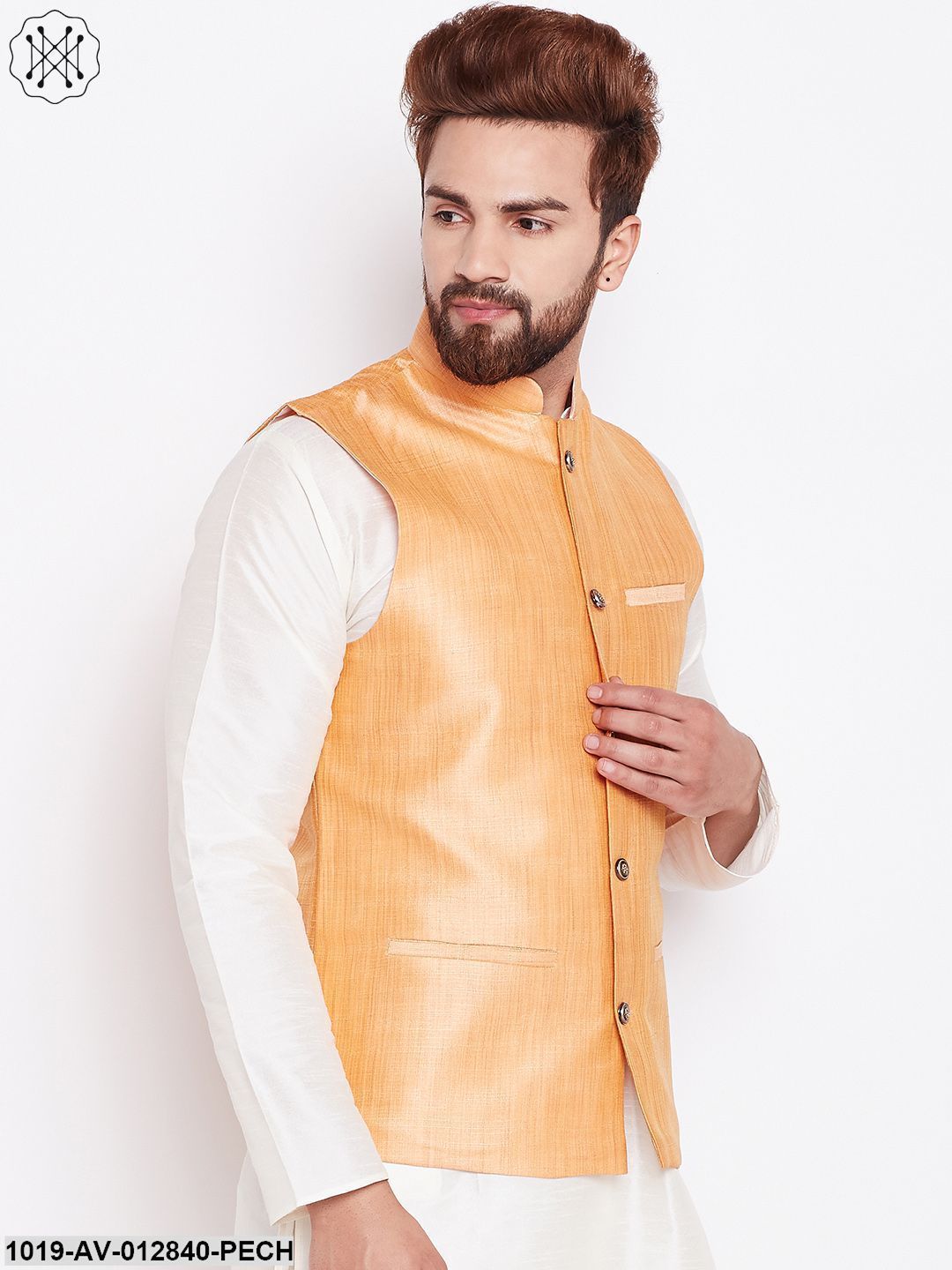 Men's Dark Peach Nehru Jacket