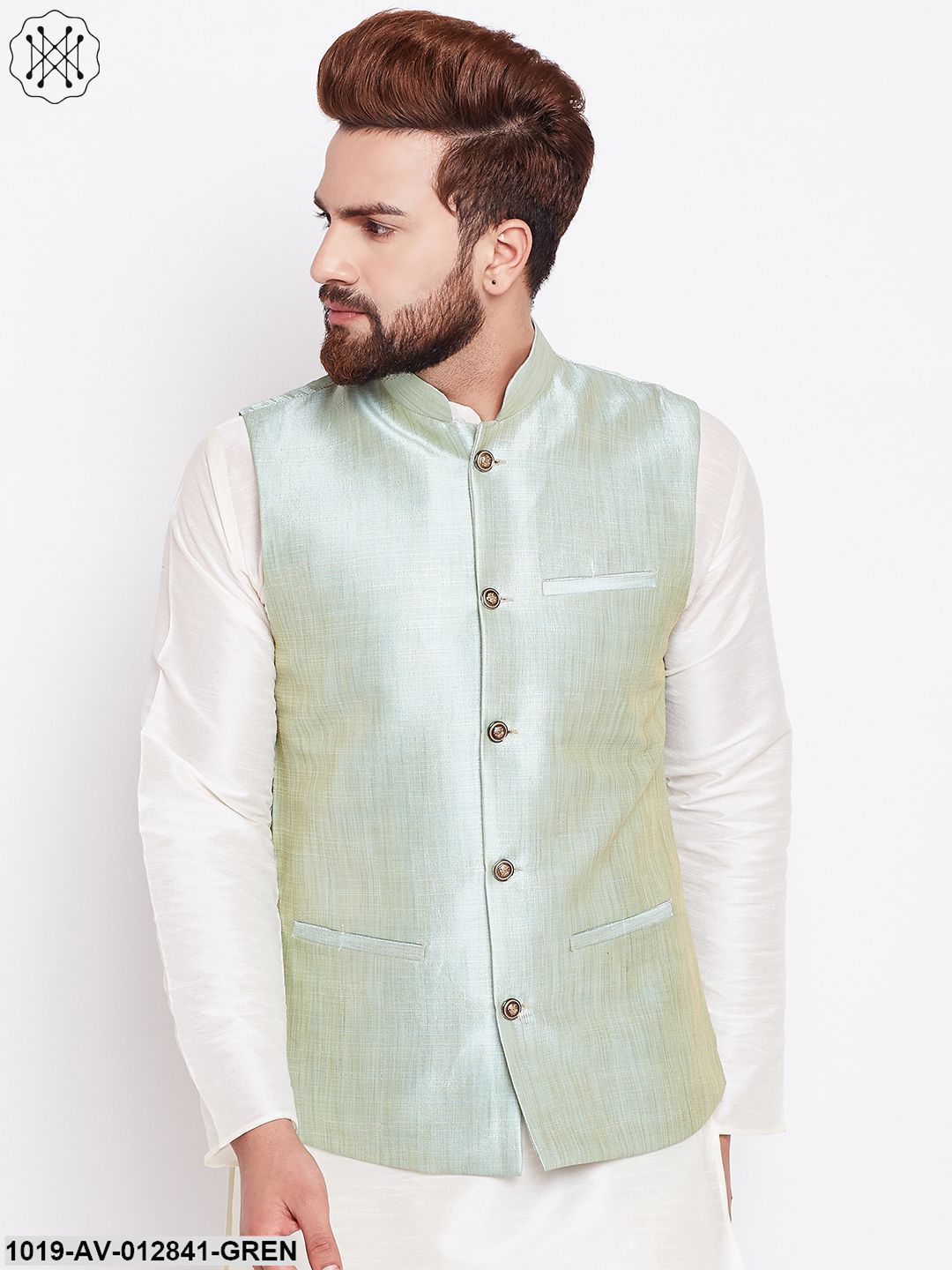 Men's Light Green Nehru Jacket