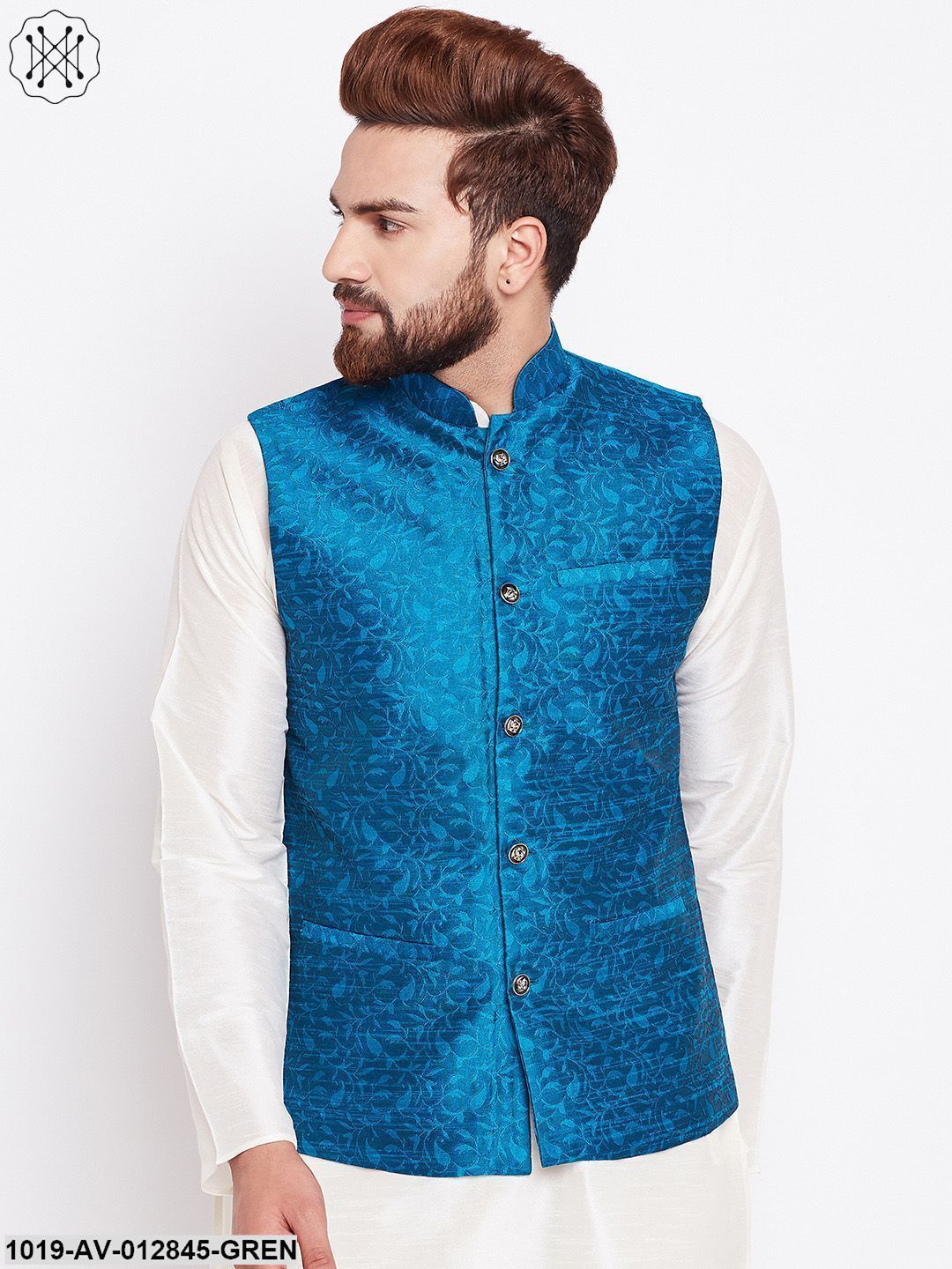 Men's Sea Green Designer Nehru Jacket