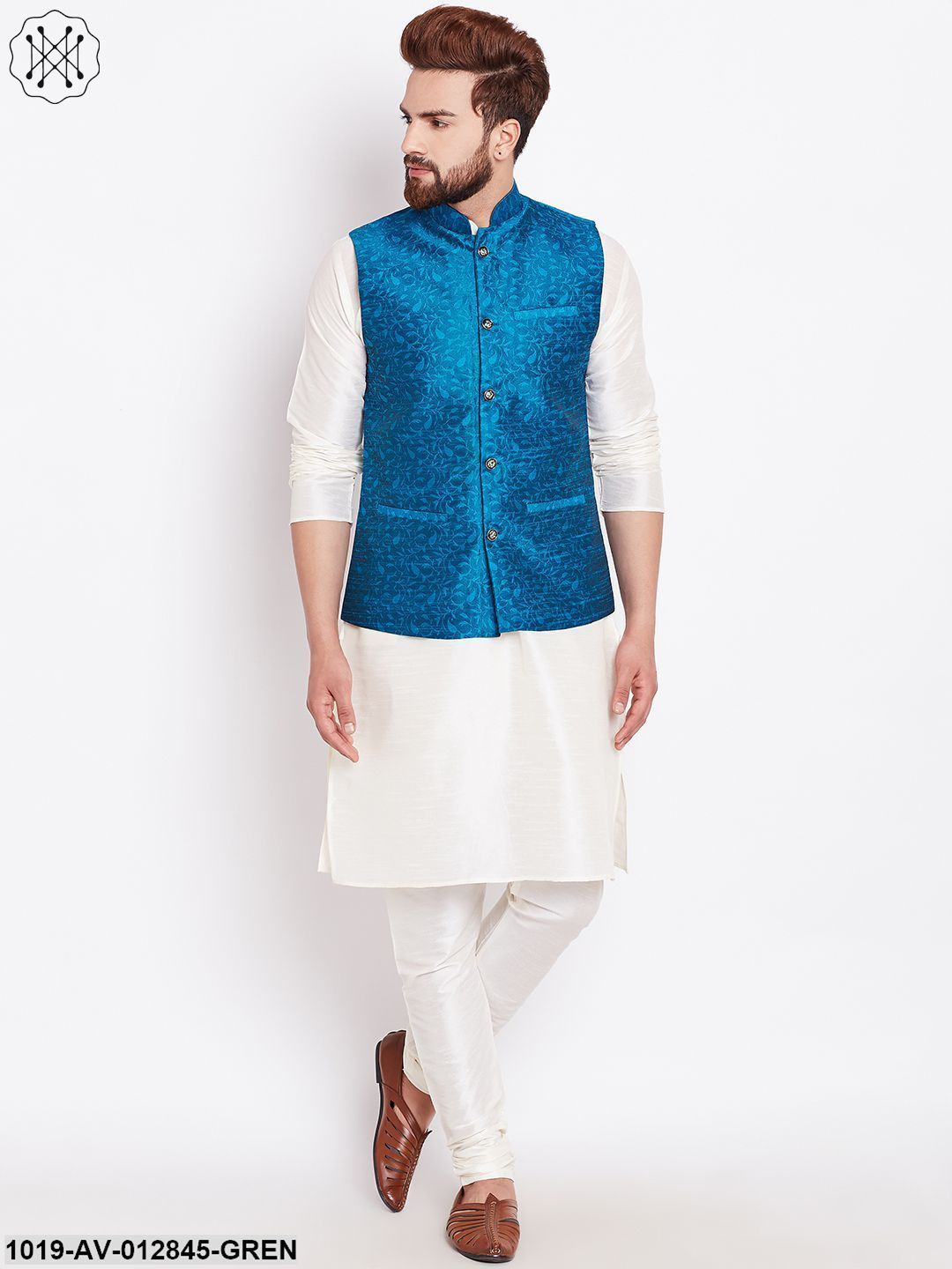 Men's Sea Green Designer Nehru Jacket