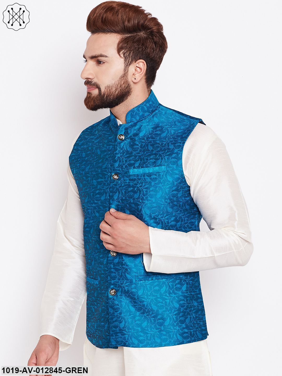 Men's Sea Green Designer Nehru Jacket