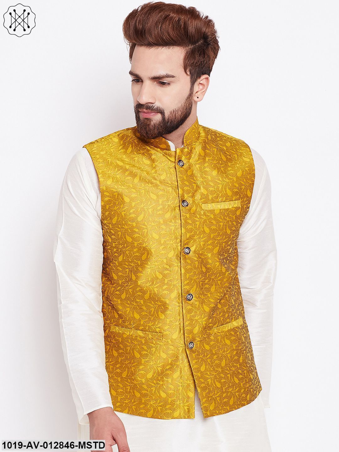 Men's Mustard Designer Nehru Jacket