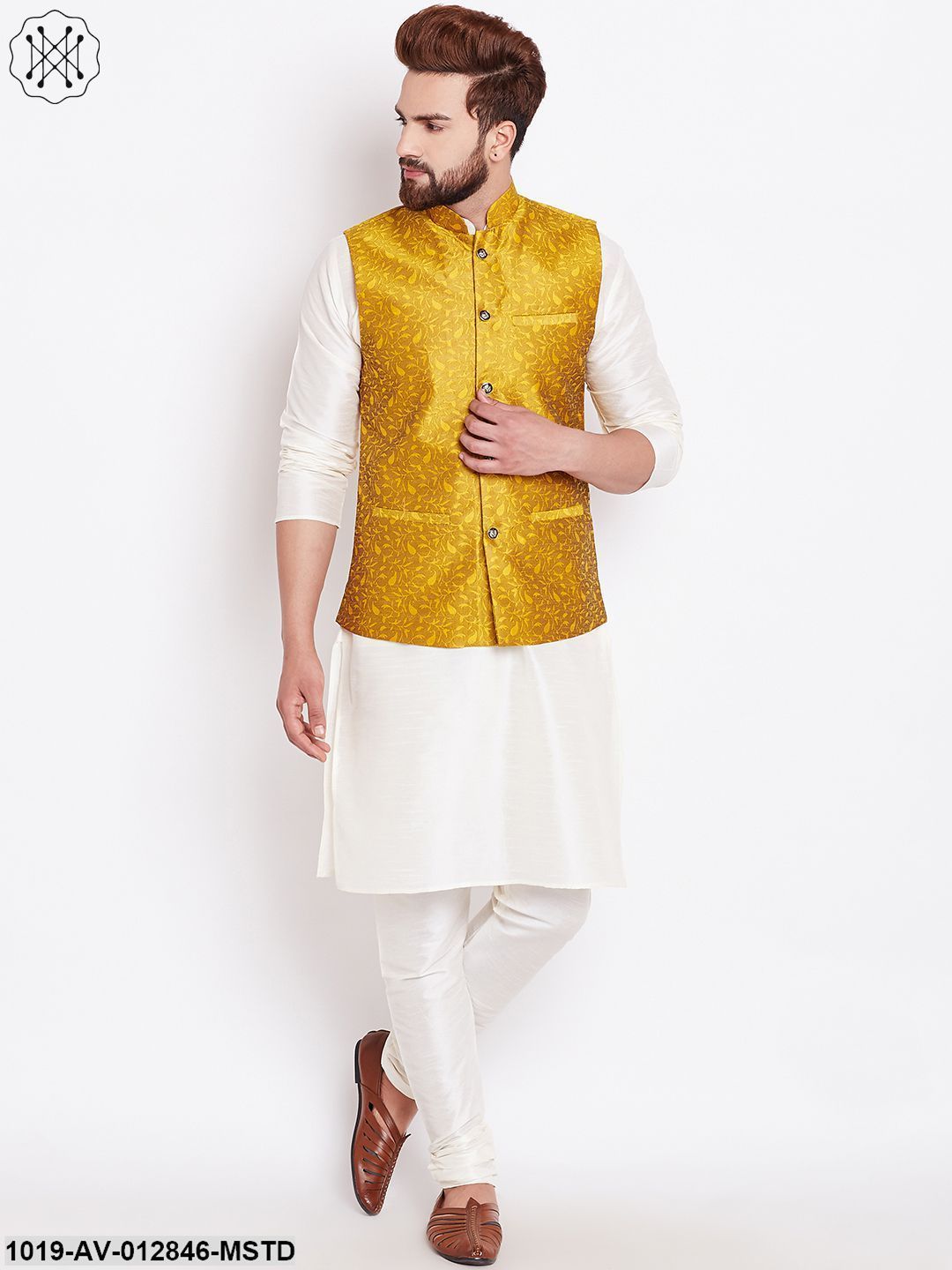 Men's Mustard Designer Nehru Jacket