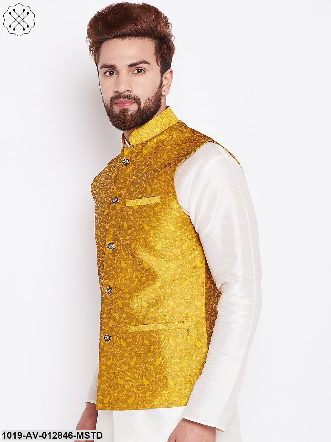 Men's Mustard Designer Nehru Jacket