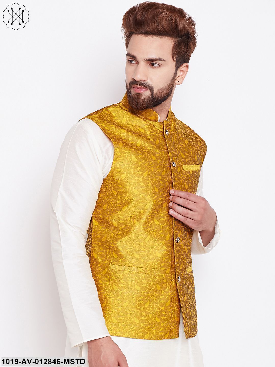Men's Mustard Designer Nehru Jacket