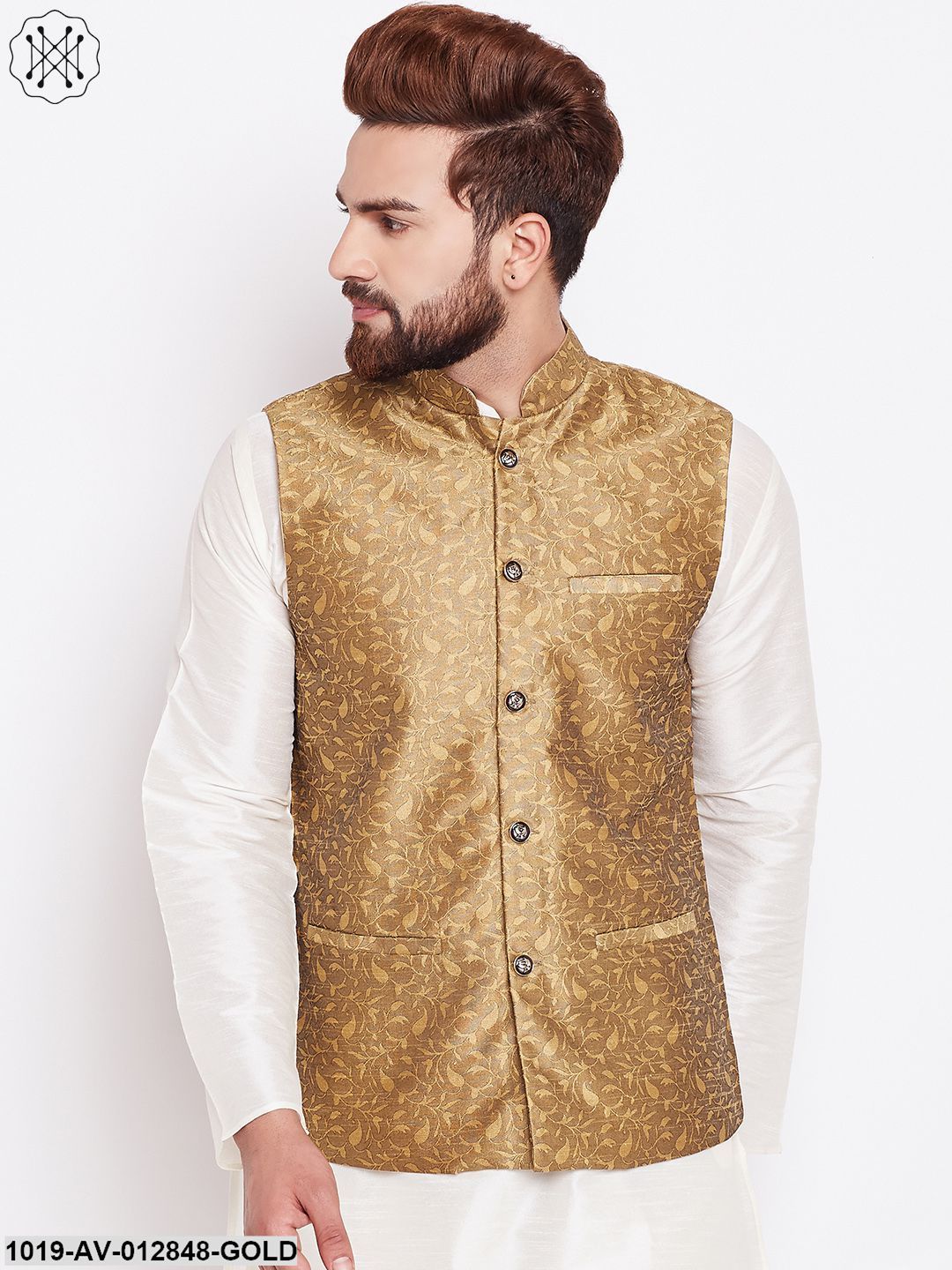 Men's Gold Designer Nehru Jacket