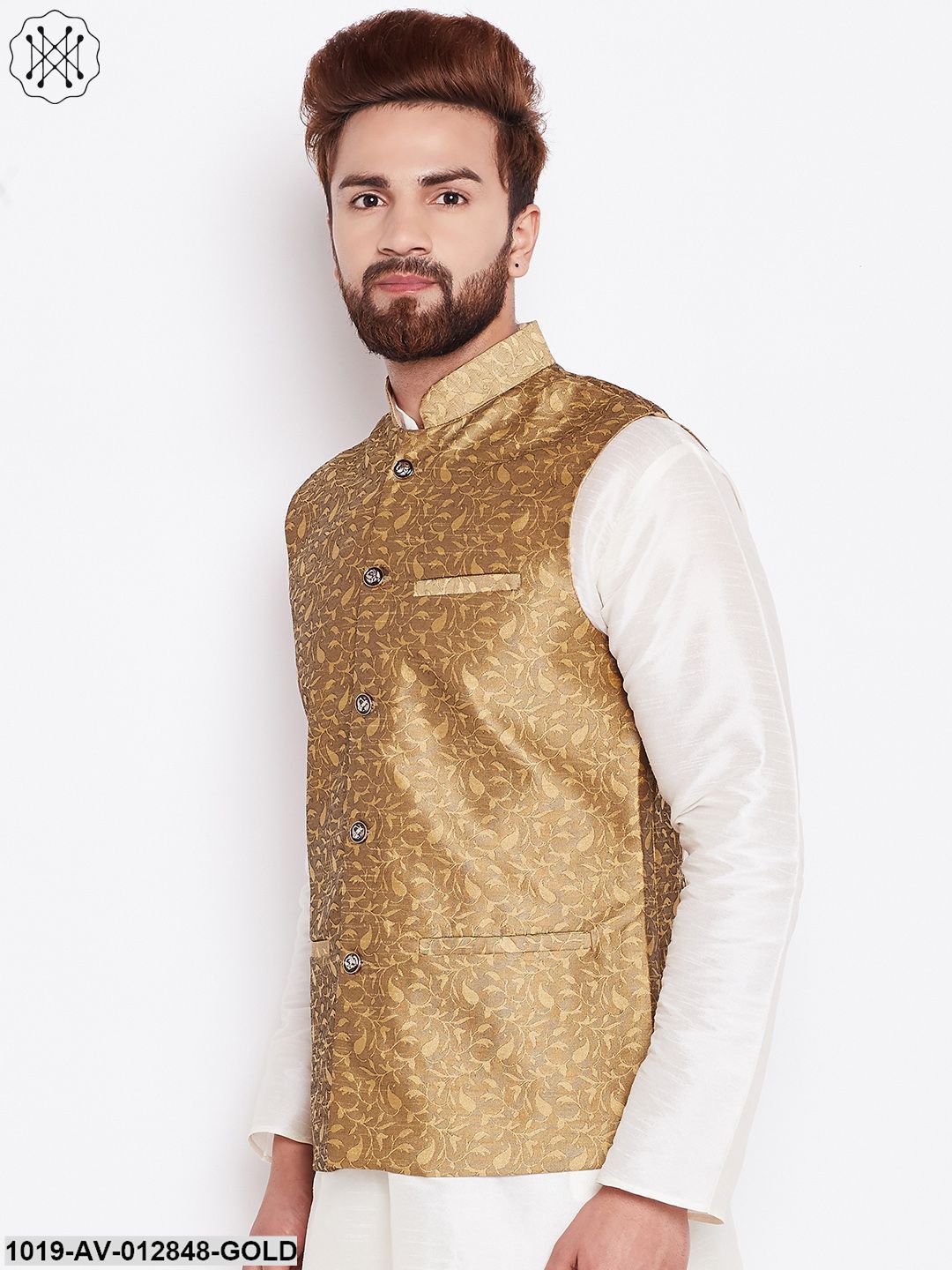Men's Gold Designer Nehru Jacket
