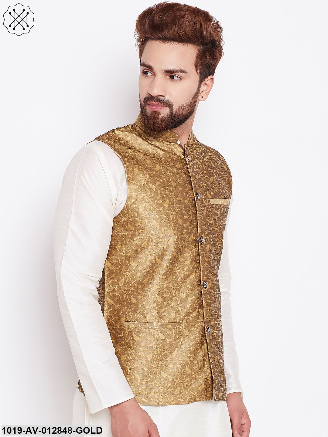 Men's Gold Designer Nehru Jacket