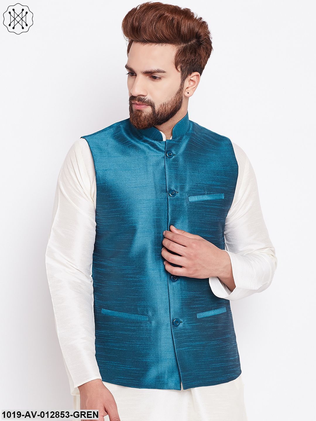 Men's Sea-Green Nehru Jacket