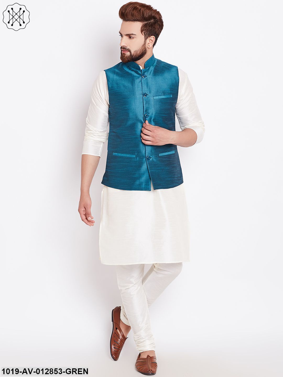 Men's Sea-Green Nehru Jacket