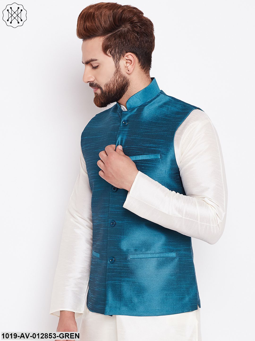 Men's Sea-Green Nehru Jacket